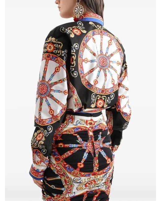 Dolce & Gabbana White Carretto-Print Viscose Jersey Top
