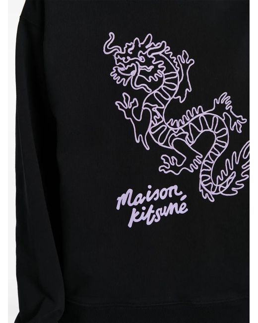 Maison Kitsuné Black Chinese Dragon Cotton Sweatshirt