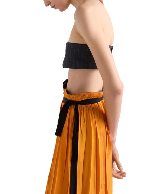 Prada Orange Patchwork Midi Skirt