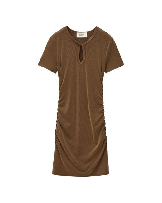 Ba&sh Brown Beona Keyhole Mini Dress