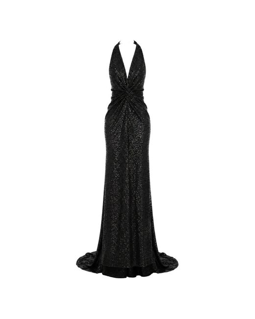 ROSERRY White Sienna Sequin-Embellished Halterneck Maxi Dress