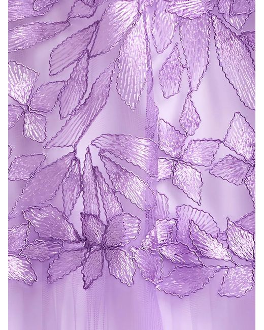 Tadashi Shoji Purple Floral Off-Shoulder Midi Dress