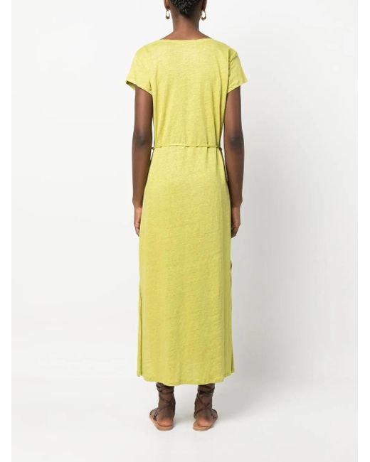 Majestic Filatures Yellow U-Neck Short-Sleeve Dress