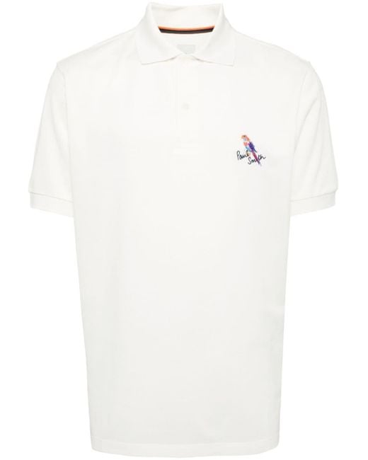 Paul Smith White Embroidered-design Cotton Polo Shirt for men