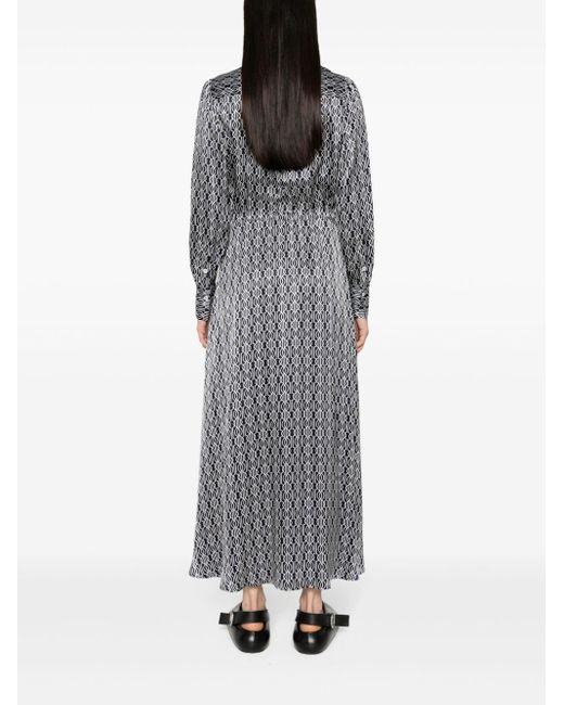 Kiton Zijden Maxi-jurk Met Geometrisch Patroon in het Gray