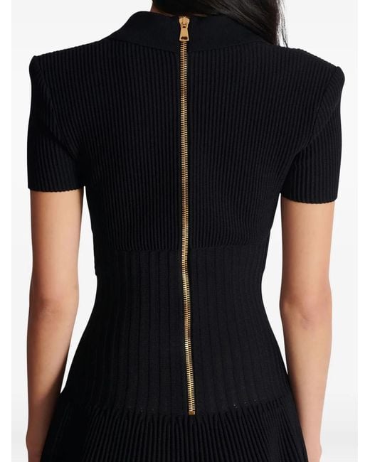 Balmain Black Flared Knit Dress