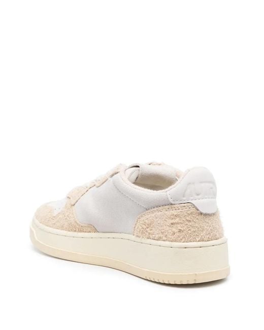 Autry Natural Perforated Suede Low-Top Sneakers