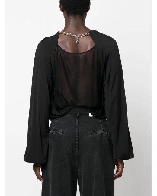 Just Cavalli Black Chain-Link Cut-Out Top
