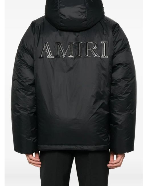 Amiri Black Logo-Patch Hooded Jacket for men