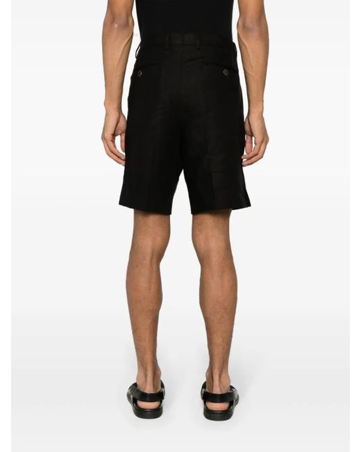 Dolce & Gabbana Black Pleated Linen Shorts for men