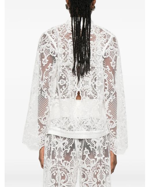 Maurizio Braschi White Lace Zip-Up Jacket