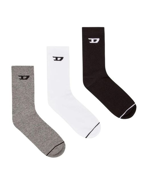 DIESEL White Skm-D-Tennis-Crew-17,5 Socks (Set Of Three) for men
