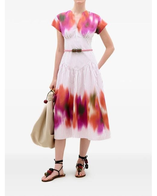 Silvia Tcherassi Red Antia Striped-Print Dress