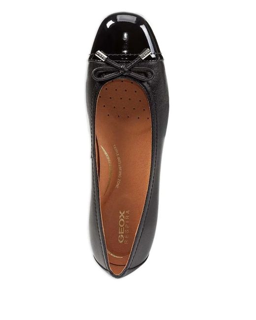 Geox Brown Cap-Toe Bow-Embellished Flats