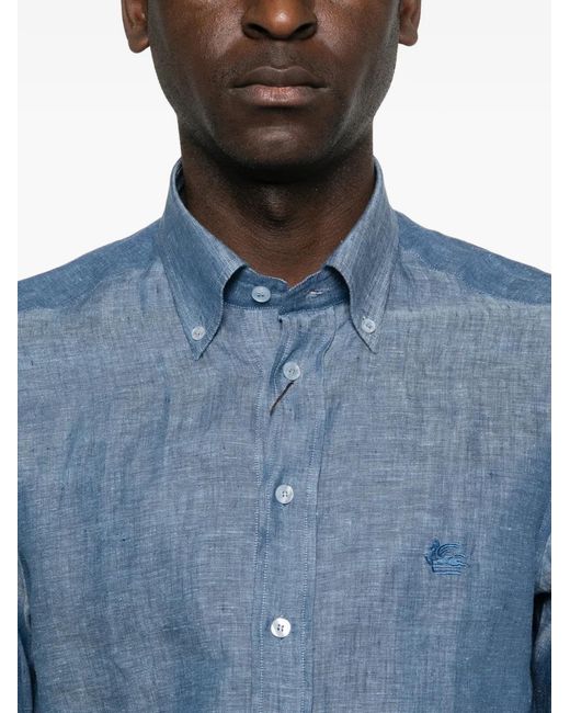 Etro Blue Buttoned Shirt for men