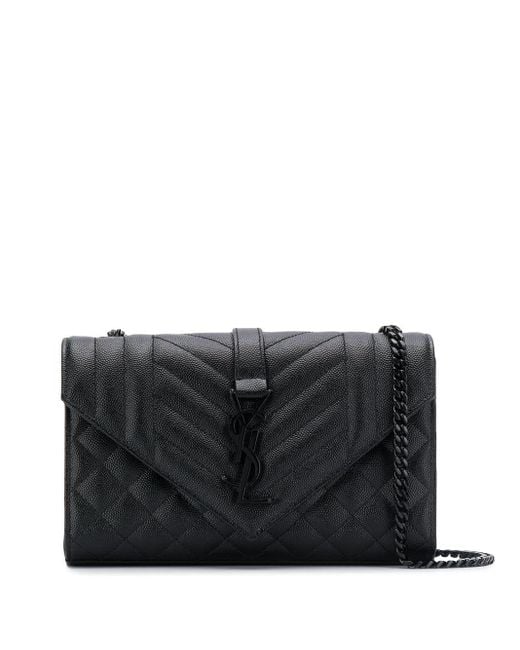 Saint Laurent Medium Envelope Matelassé Shoulder Bag In Black