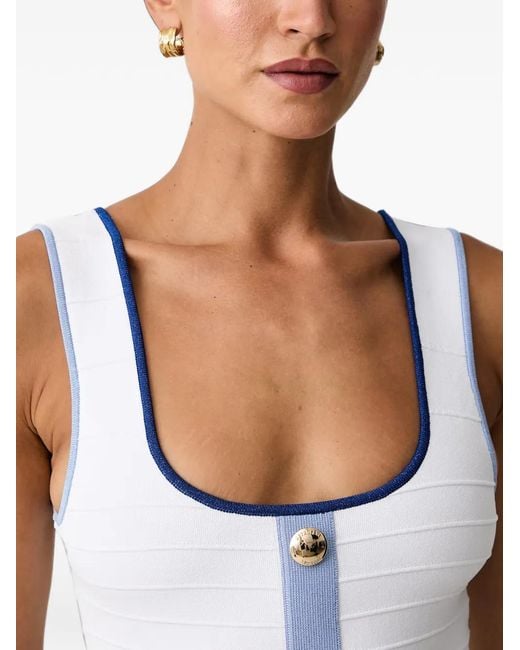 retroféte White Midi Lyle Button-Up Bandage Dress