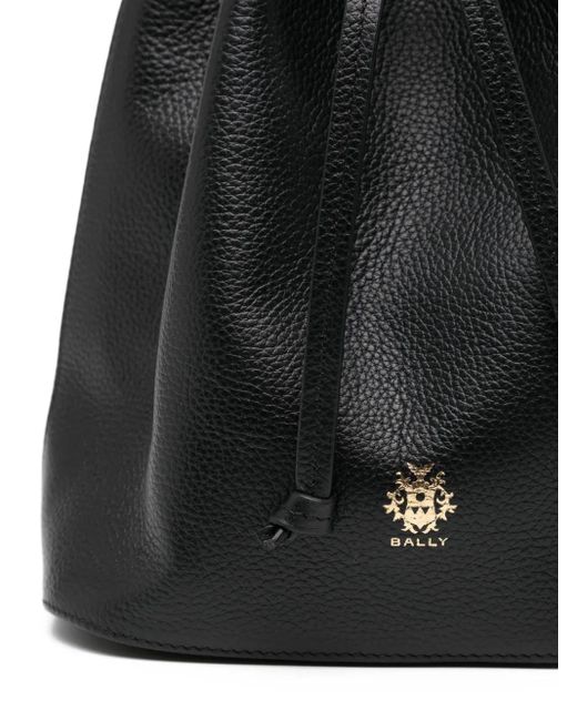 Bally Black Leather Drawstring Bucket Bag