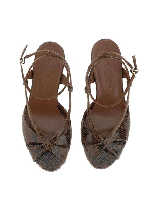 Sergio Levantesi Brown Genny Woven Sandals