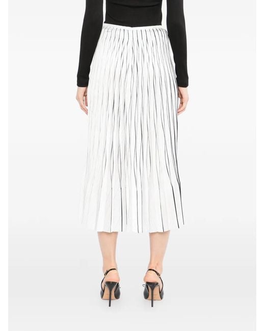 JNBY White Pleated Pinstripe Skirt