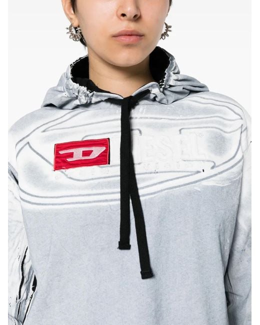 DIESEL White 'F-Carlye' Cropped Hoodie