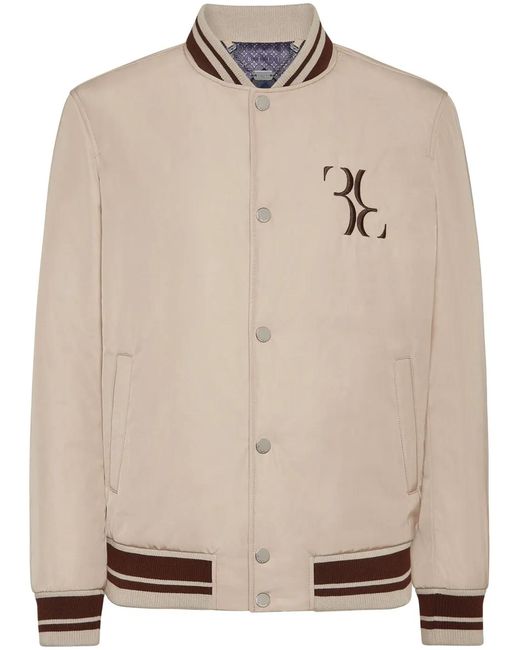 Billionaire Natural Embroidered Stripe-Trim Bomber Jacket for men