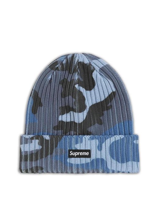 Supreme Blue Overdyed Camouflage-Print Beanie Hat for men