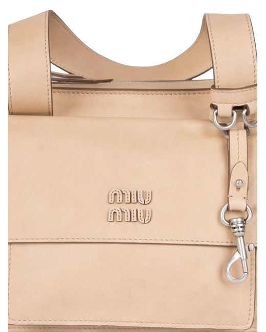 Miu Miu Natural Logo-Plaque Shoulder Bag