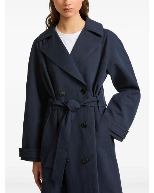 Yves Salomon Blue Double-Breasted Trenchcoat