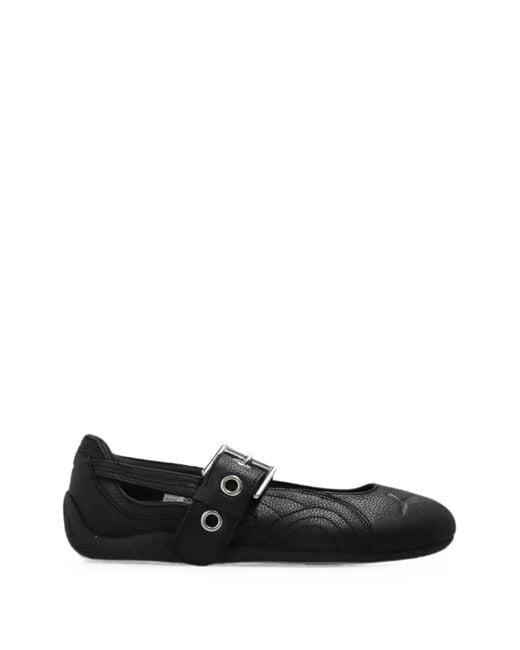PUMA Black Speedcat Buckle-Strap Ballet Flats