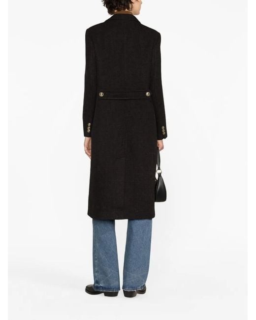 Sandro Black Double-Breasted Wool Coat
