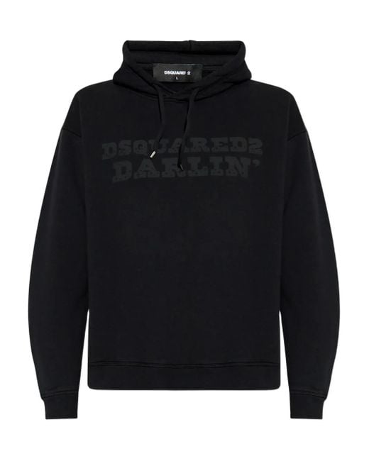 DSquared² Blue Logo-Print Cotton Hoodie for men