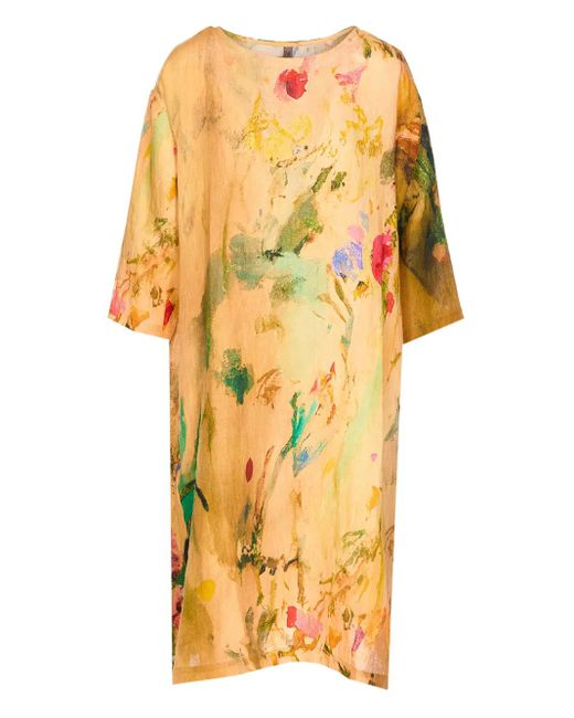 Vestido midi de seda Yavi de color Yellow
