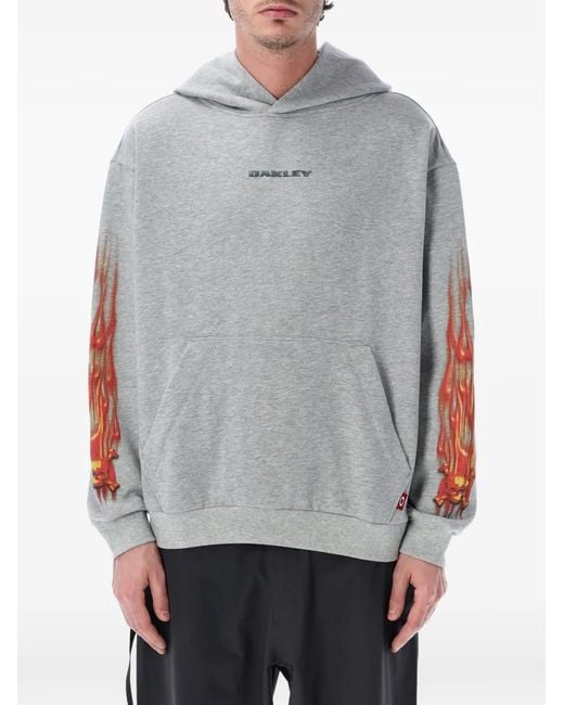 Oakley Gray Flame-Print Hoodie for men