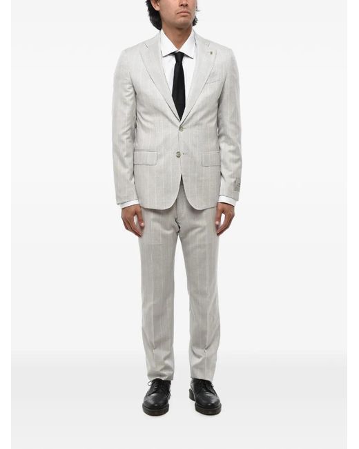 Corneliani Gray Single-Breasted Striped Suit for men