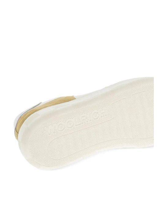 Woolrich White Hammered-Leather Suede Sneakers