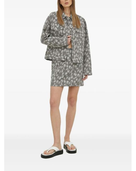 Samsøe & Samsøe Gray Buttoned Floral Jacket