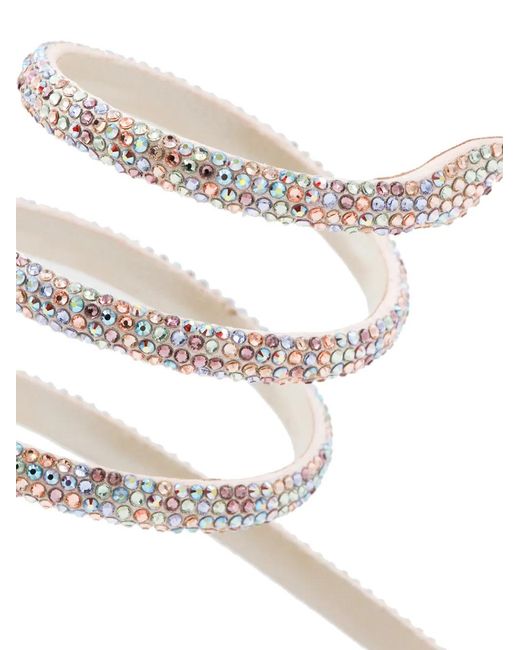 Rene Caovilla White Cleo Crystal-Embellished Sandals