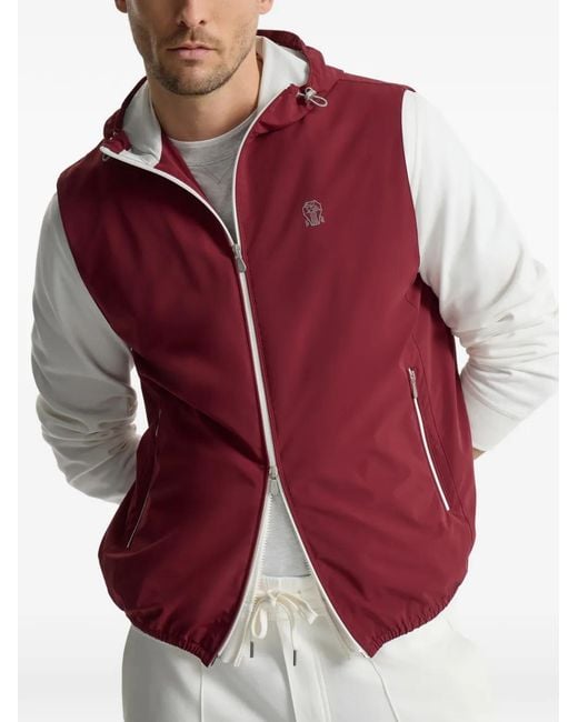 Chaleco Con Capucha Y Logo Brunello Cucinelli de hombre de color Red