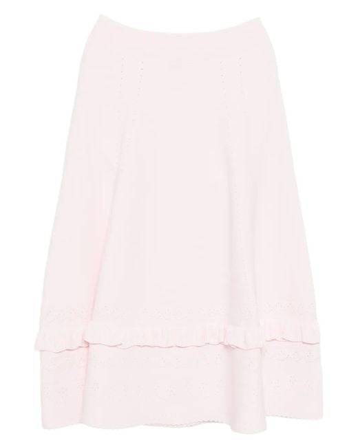 Needle & Thread Pink Pointelle-Trim Knitted Skirt