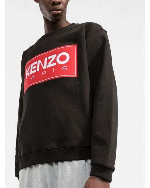 KENZO Black Logo Cotton Crewneck Sweatshirt for men