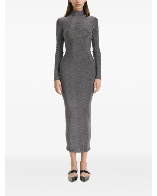 Vestiaire d'un Oiseau Libre Women's Gray High-neck Bodycon Midi Dress Vestiaire d'un Oiseau Libre Women's Gray High-neck Bodycon Midi Dress