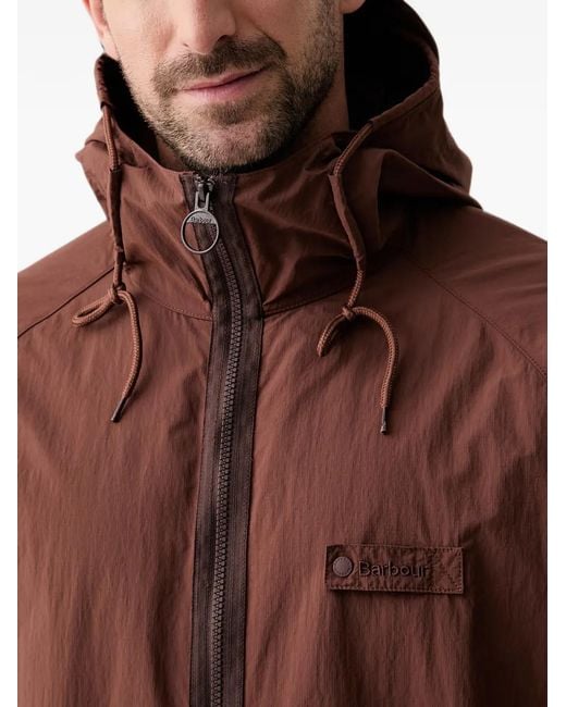 Barbour Brown Re-Engineered Flyweight Showerproof Hooded Jacket for men
