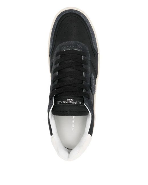 Philippe Model Black Leather-Panelled Sneakers for men