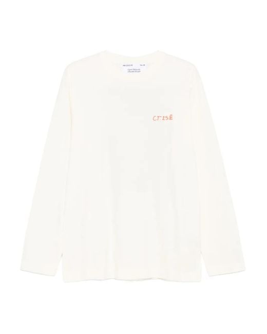 Etudes Studio White Long-Sleeve Portrait-Print T-Shirt for men