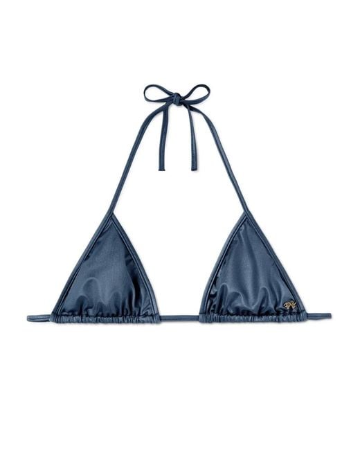 Palm Angels Blue Metallic Triangle Bikini Top
