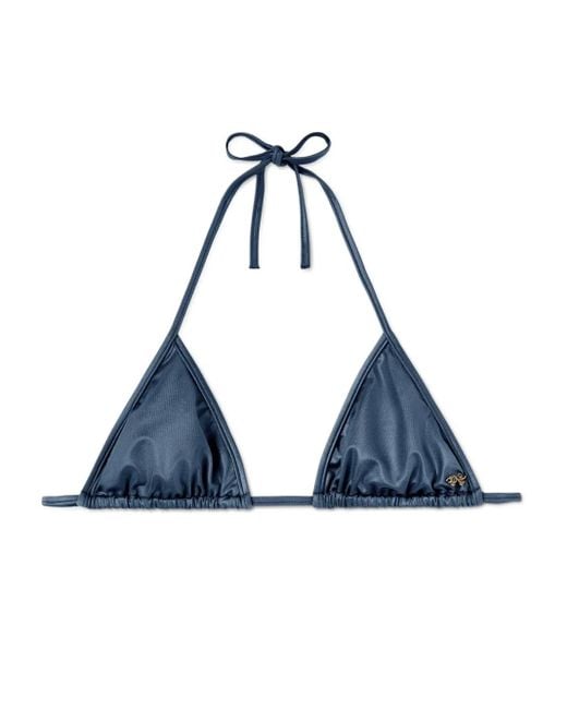 Palm Angels Blue Metallic Triangle Bikini Top