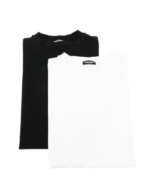DSquared² Black Crew-Neck T-Shirt (Set Of Two) for men