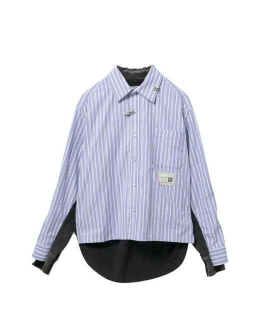 Maison Mihara Yasuhiro Purple Panelled Striped Shirt