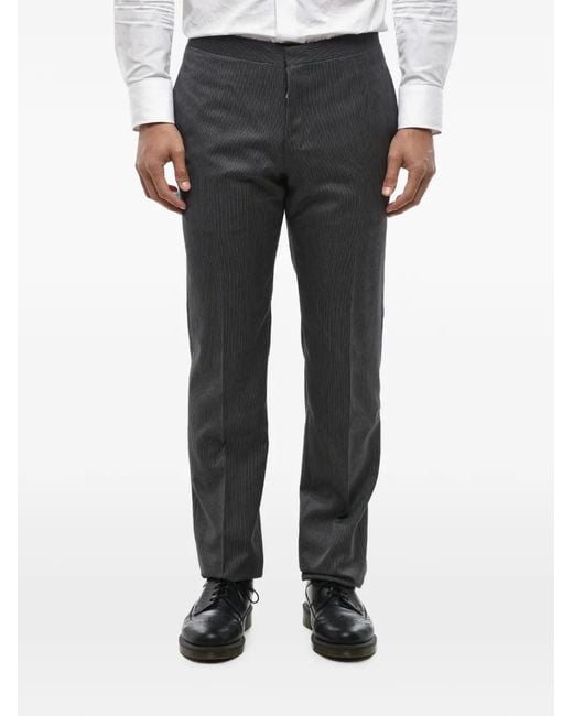 Corneliani Gray Cerimonia Academy Pinstriped Virgin-Wool Trousers for men